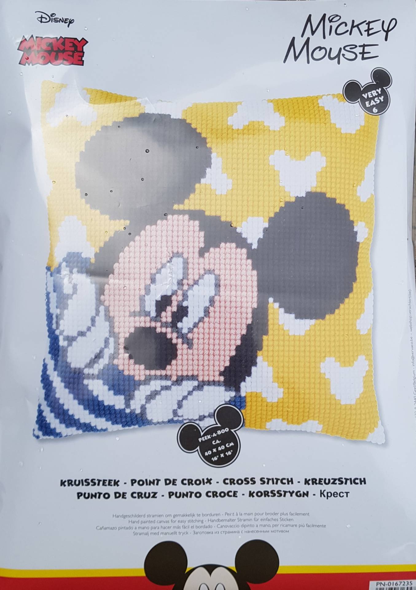 Kit Coussin Mickey Peek A Boo Point De Croix 40 X 40 Cm Coccifil